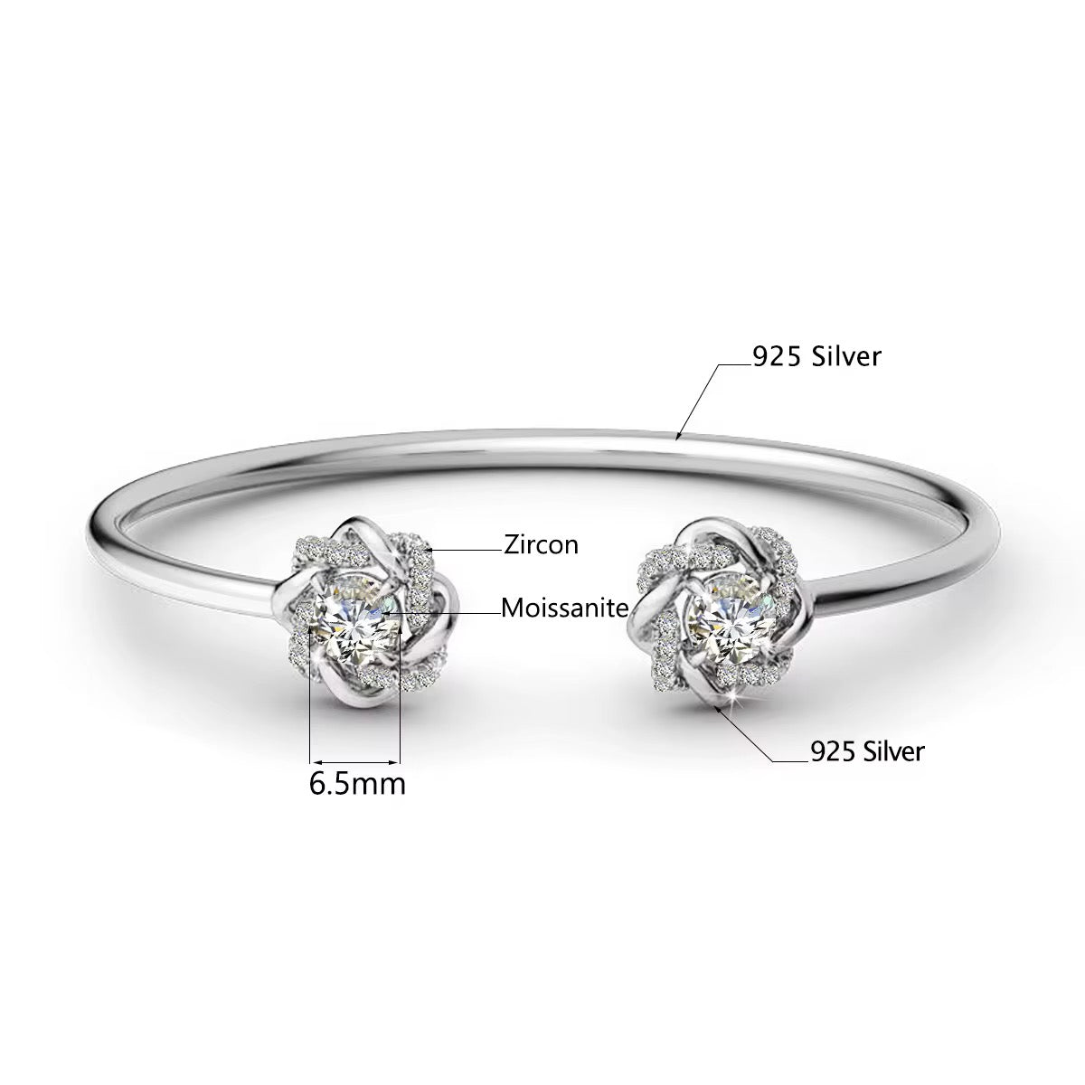 Fiona 1CT Moissanite & Zircon Bracelet 925 Sterling Silver Luxury Sparkle 18cm