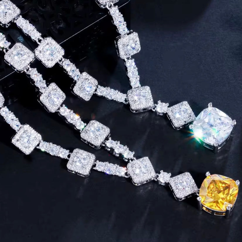 Anastasia Sterling Silver Set Necklace with High-Brilliance Stones