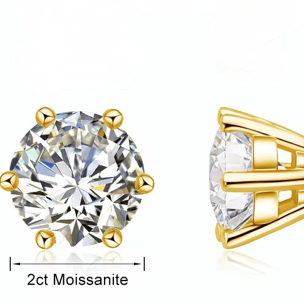 Kathy 14k Gold 2CT Moissanite Stud Earrings Timeless Sparkle