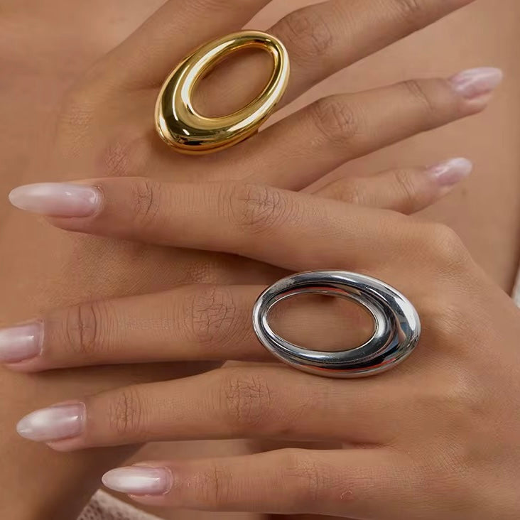 Ona Sculptural Open Oval Statement Ring