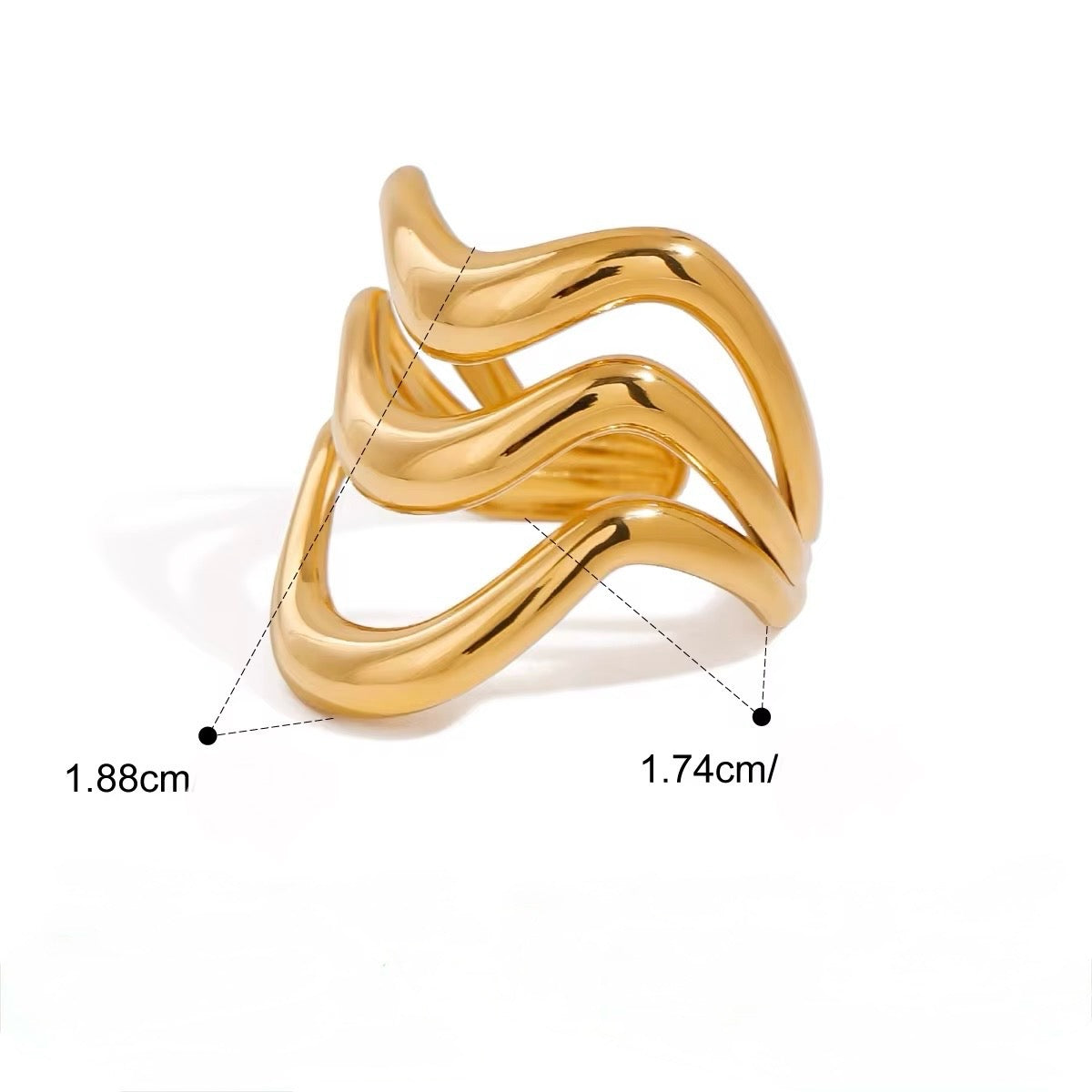 Lenah Open Ring Waterproof Non-Tarnish and Hypoallergenic Resizable