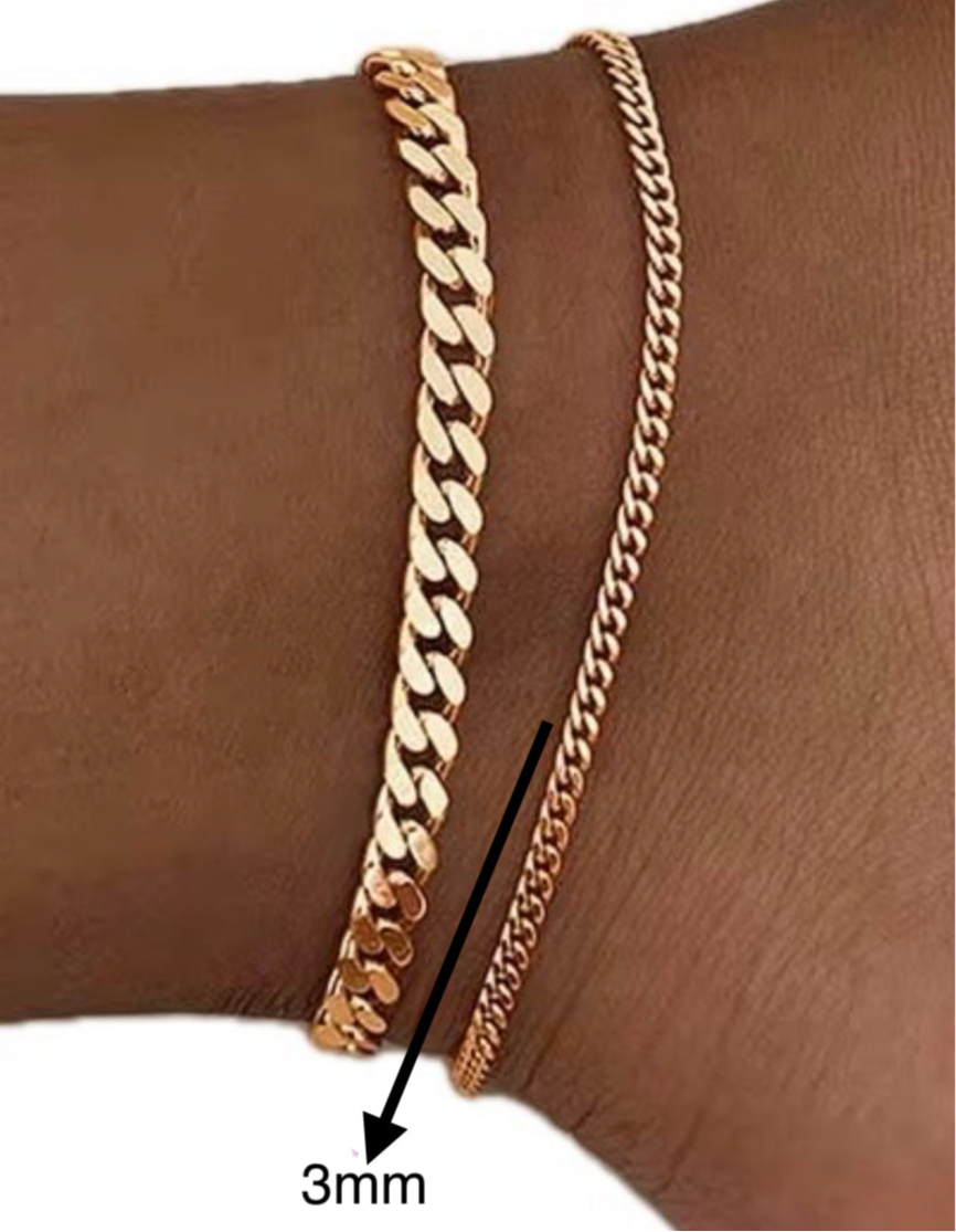 Fall 3mm Miami Cuban Chain Anklet Foot Jewelry Ankle Bracelet