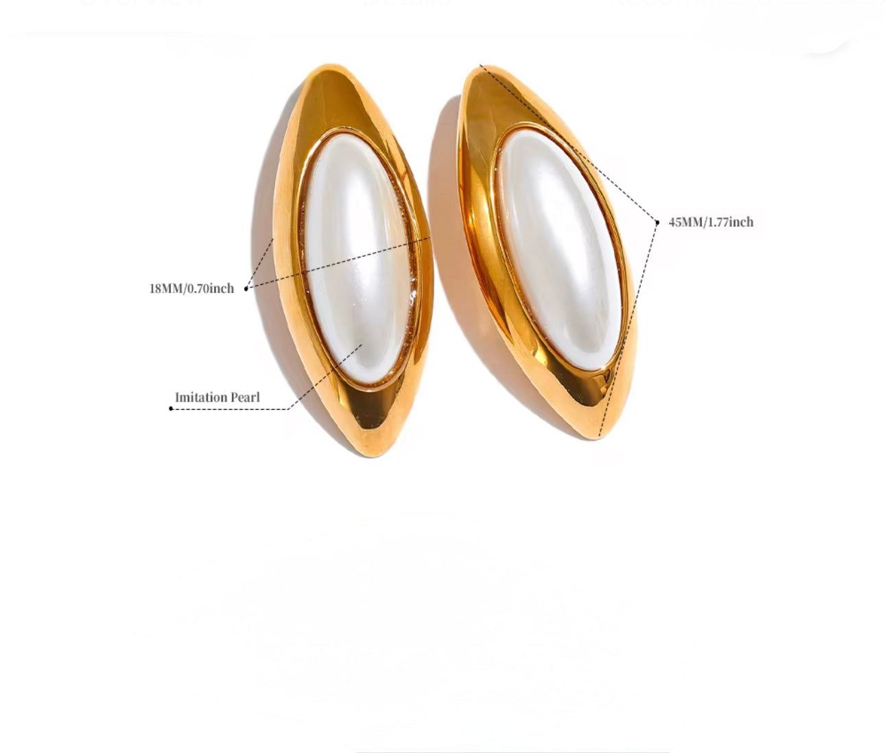 Diana Studs Earrings Waterproof Non-Tarnish and Hypoallergenic