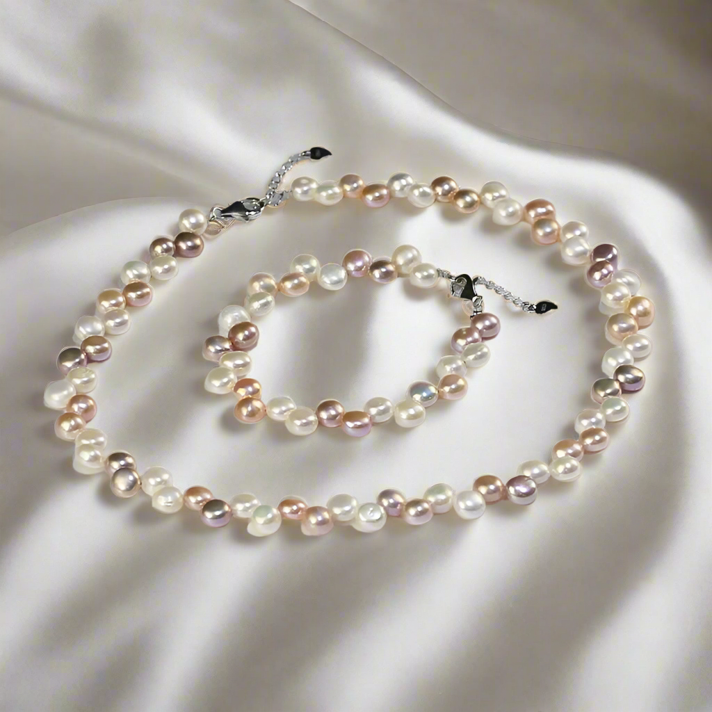 Sienna Lustré Set Multicolor Freshwater Pearls & Sterling Silver