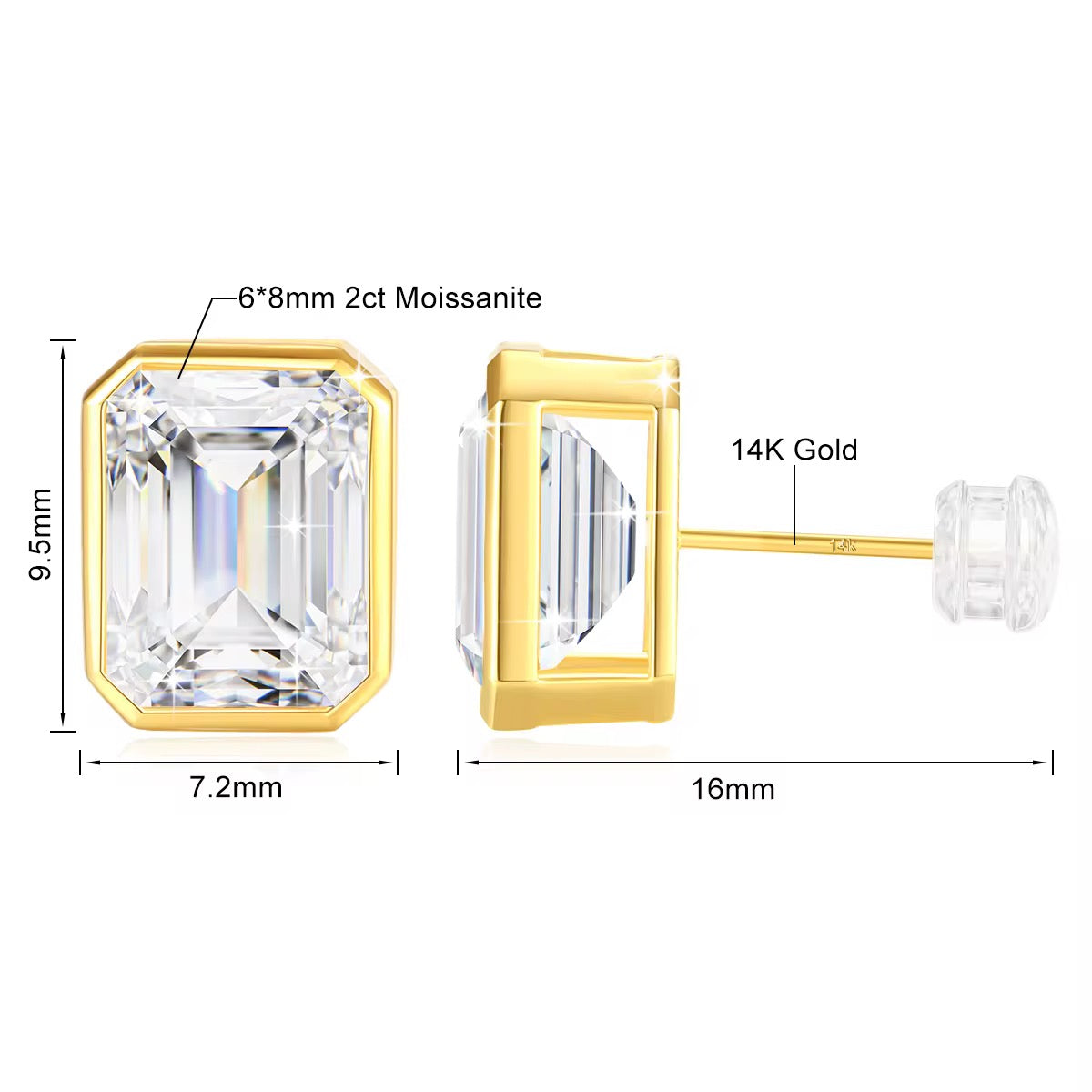 Amara Sparkle Studs Earrings Moissanite in 14K Gold