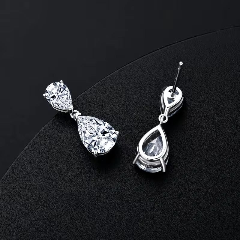 The Alara Teardrop Earrings 925 Sterling Silver Zircon Drop Studs