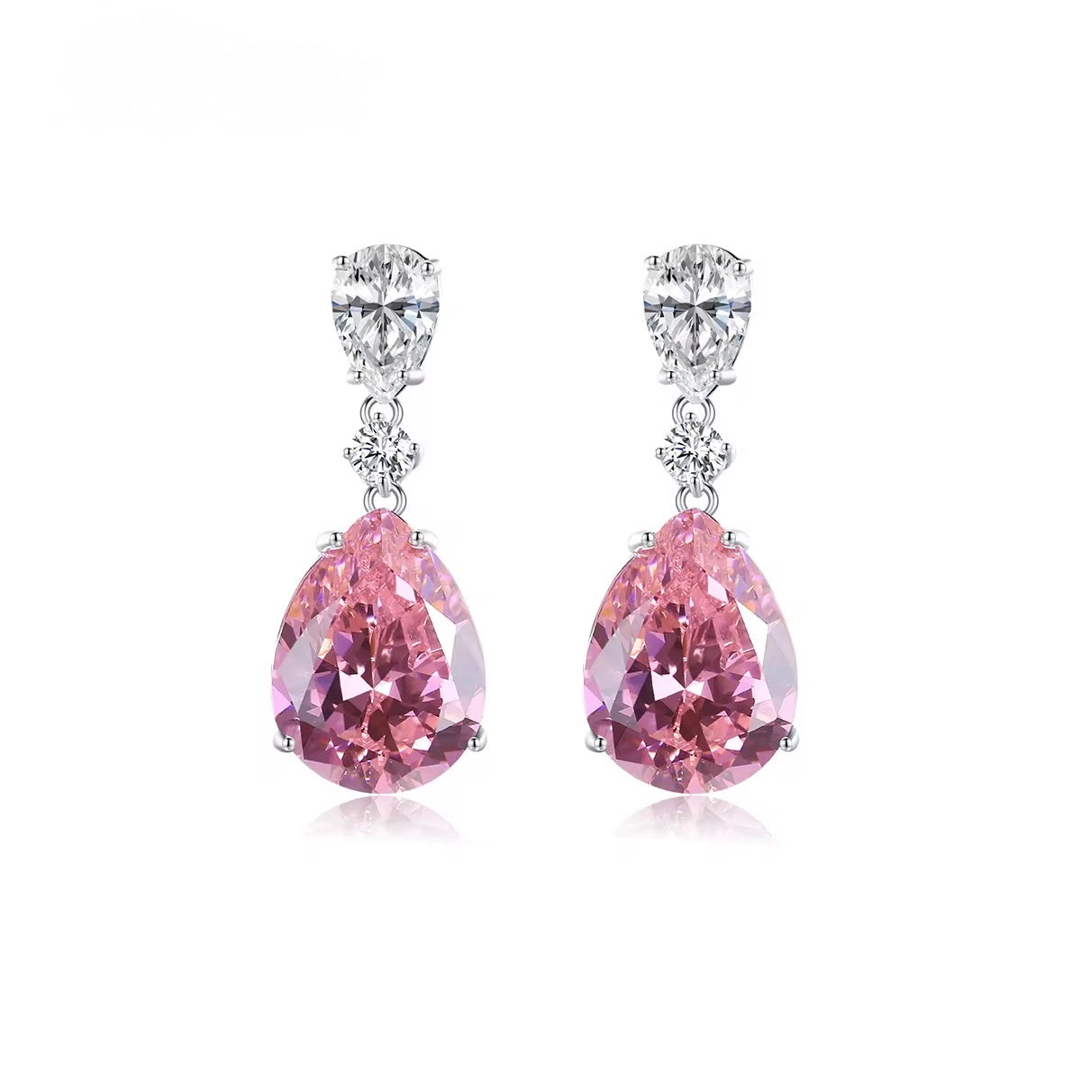 Rose Drop Earrings 925 sterling silver and light-catching brilliance.