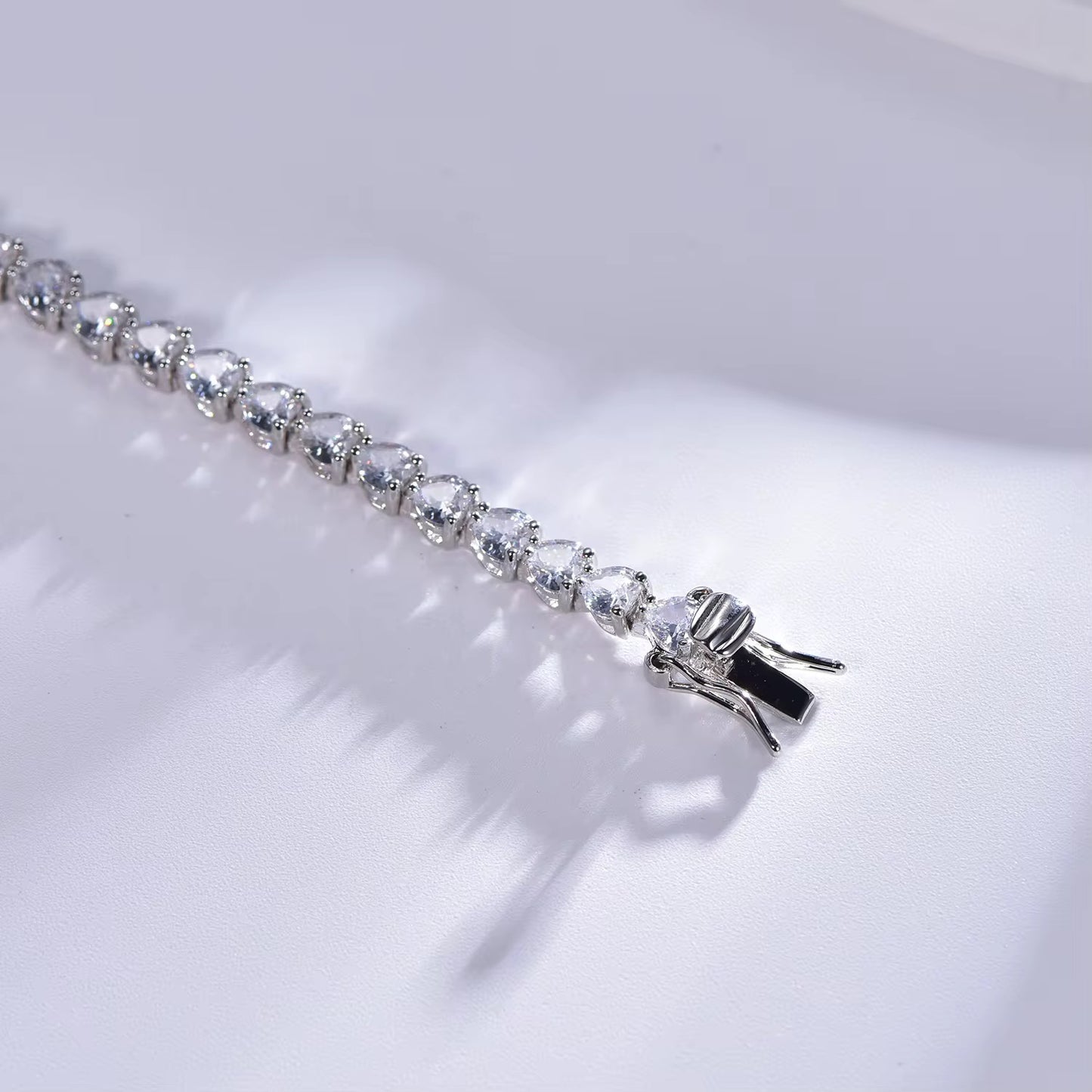 Jolie Bracelet Heart Tennis Style High Brilliance Stones in Sterling Silver