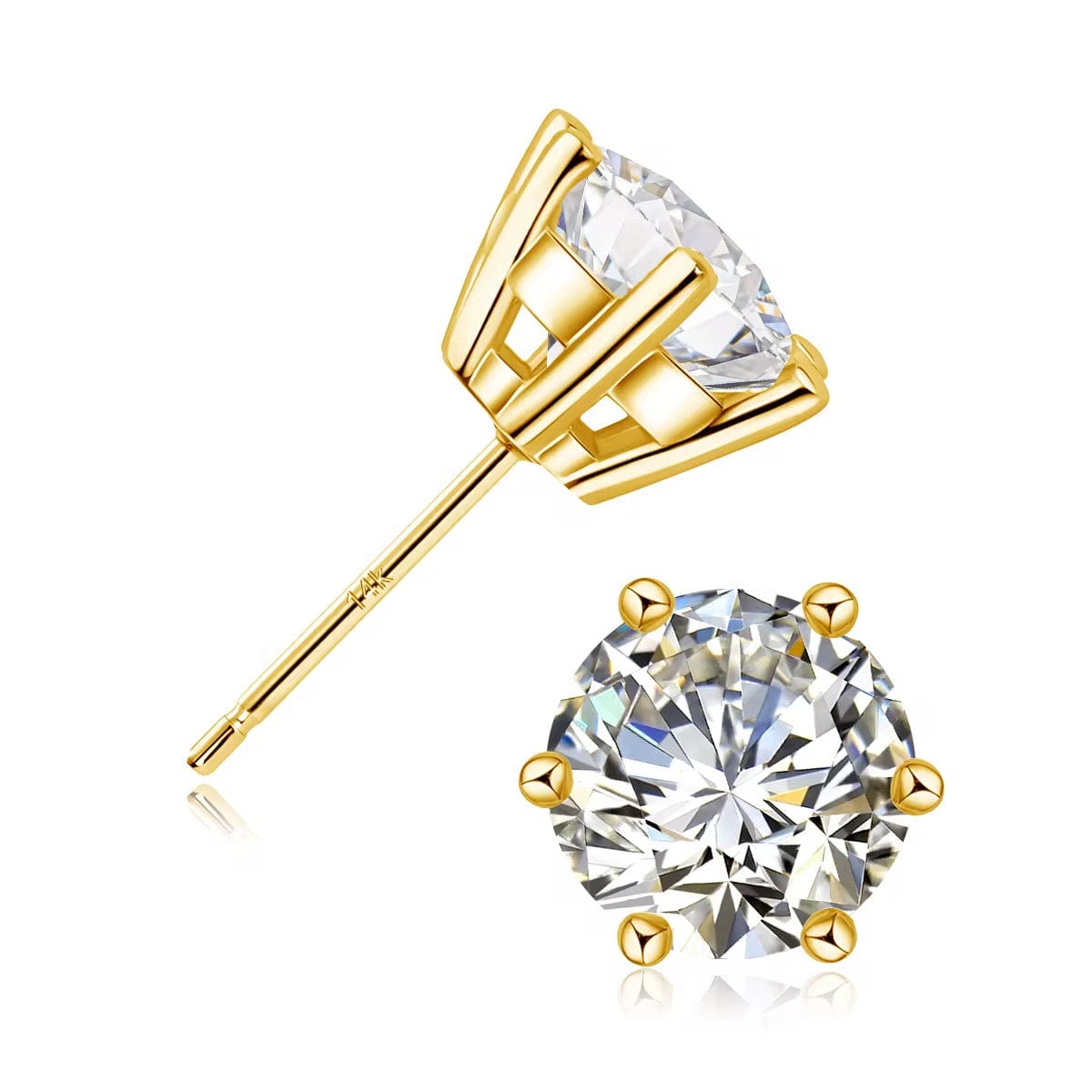 Kathy 14k Gold 2CT Moissanite Stud Earrings Timeless Sparkle thumbnail 1