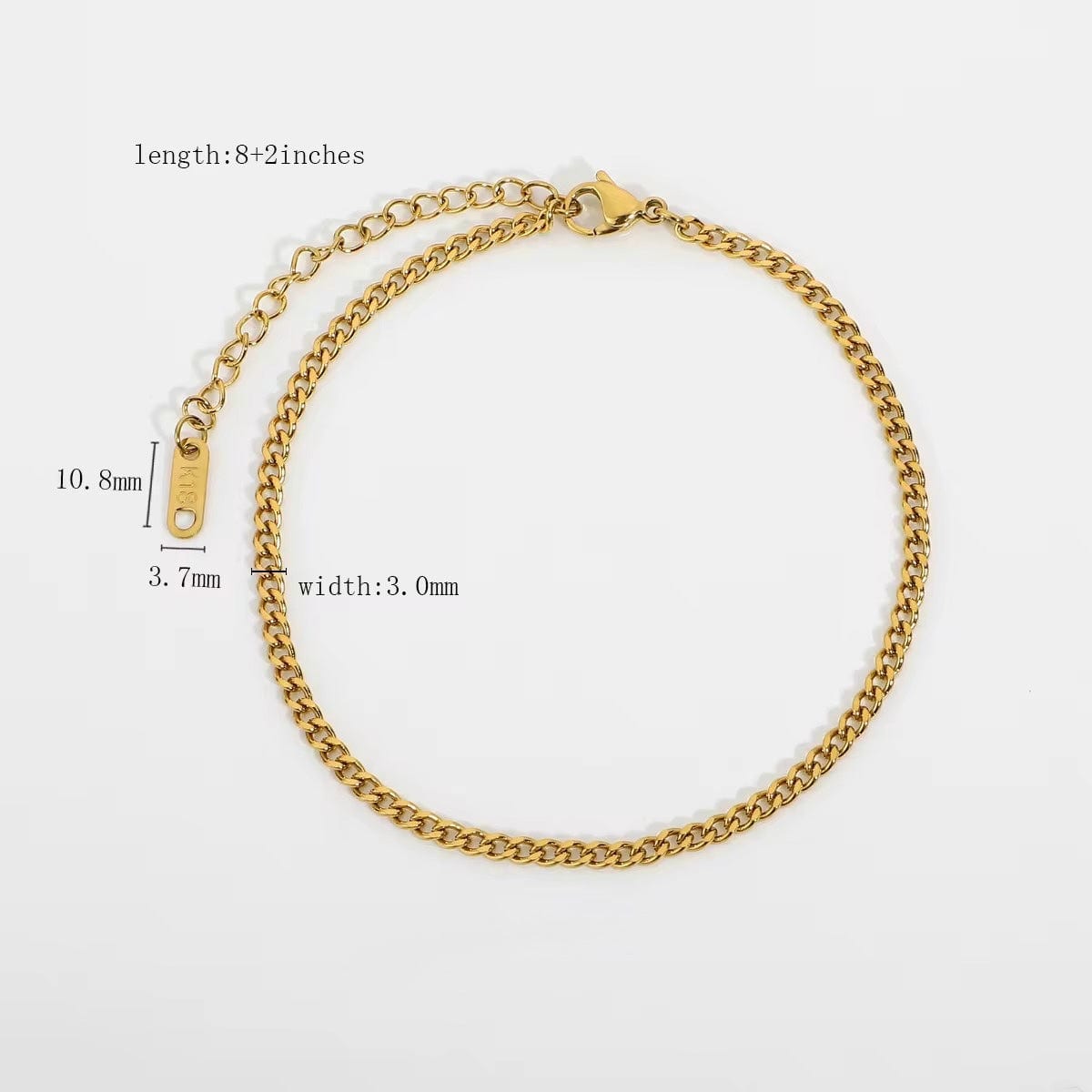 Fall 3mm Miami Cuban Chain Anklet Foot Jewelry Ankle Bracelet thumbnail 1