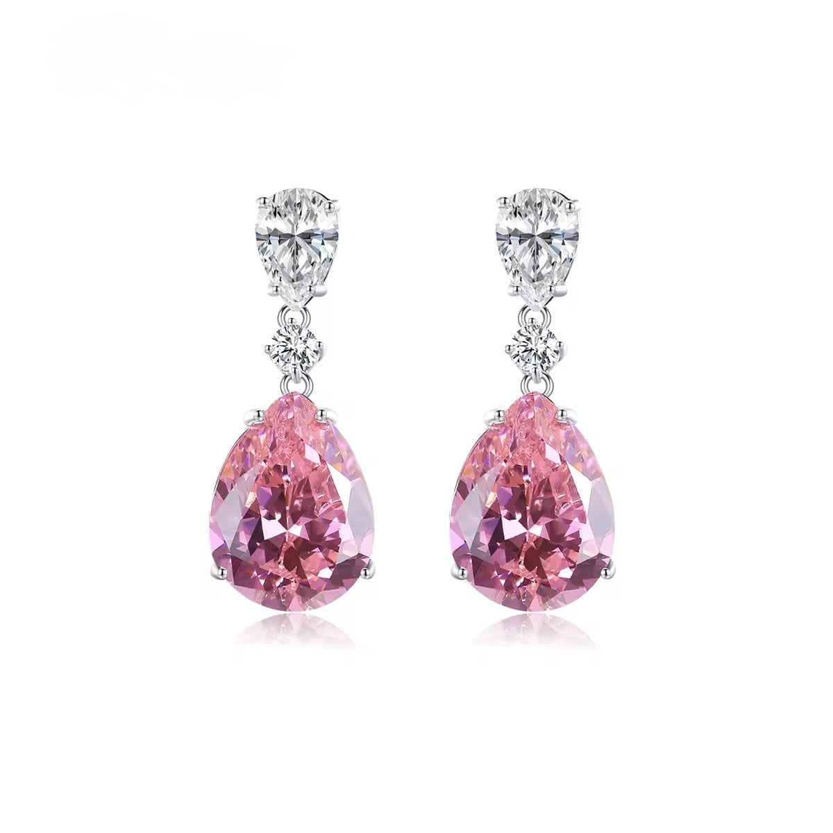 Rose Drop Earrings 925 sterling silver and light-catching brilliance. thumbnail 1