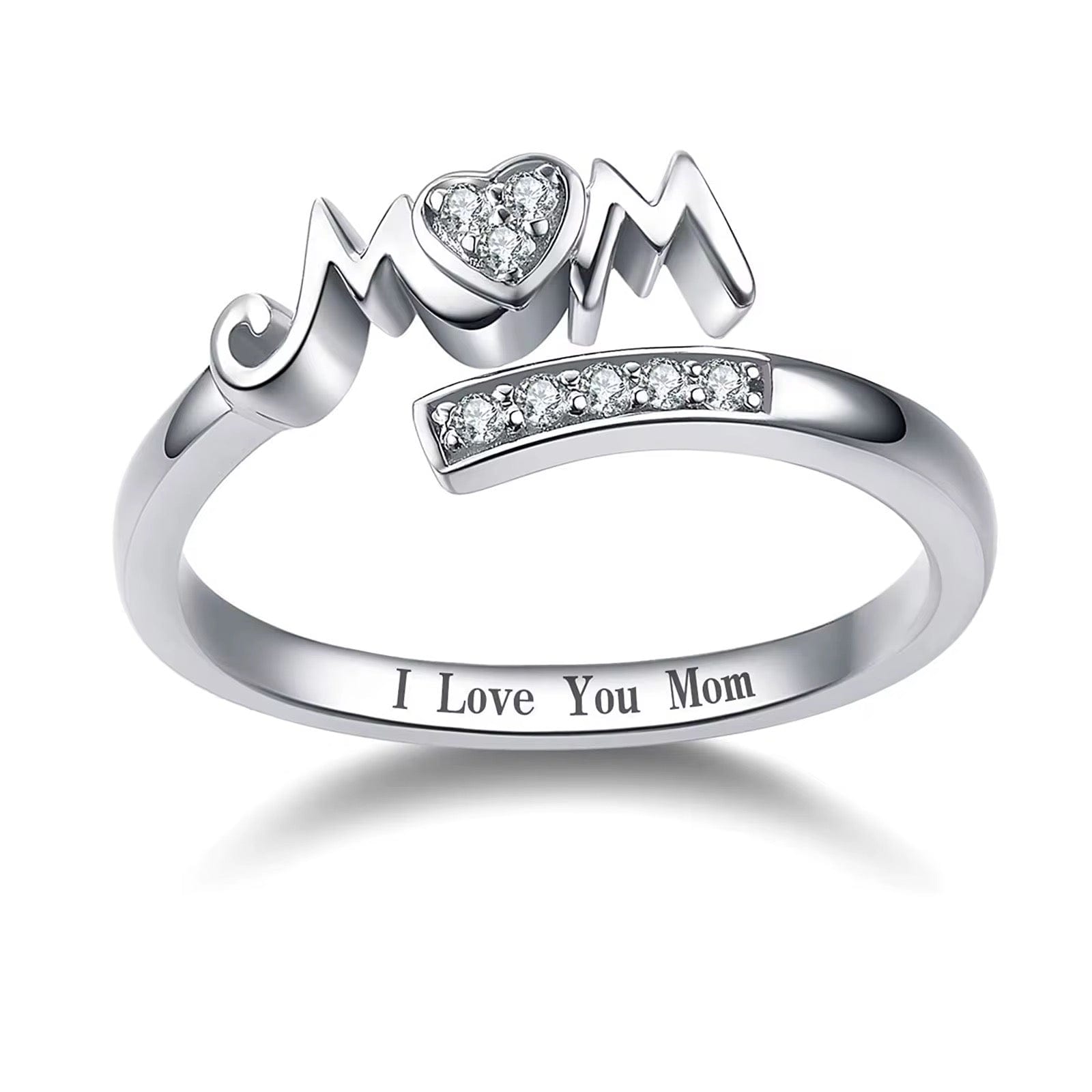 Tess Mom Heart Promise Ring Sterling Silver & Sparkling Zircons thumbnail 1