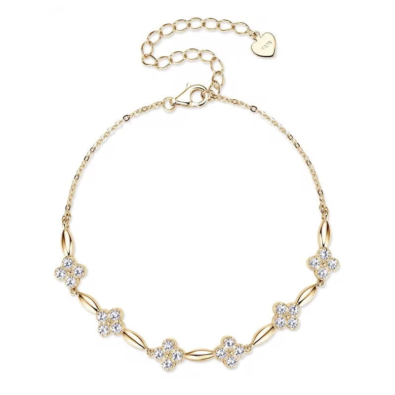 Adélia Moissanite Clover Bracelet 925 Sterling Silver Adjustable Luxury Bracelet thumbnail 3