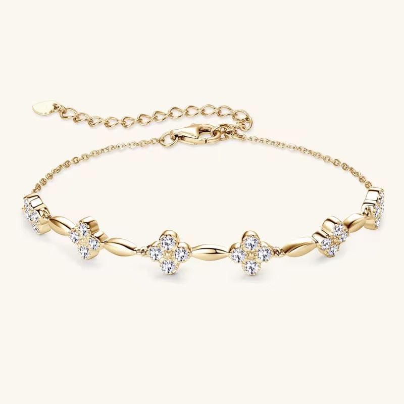 Adélia Moissanite Clover Bracelet 925 Sterling Silver Adjustable Luxury Bracelet thumbnail 4