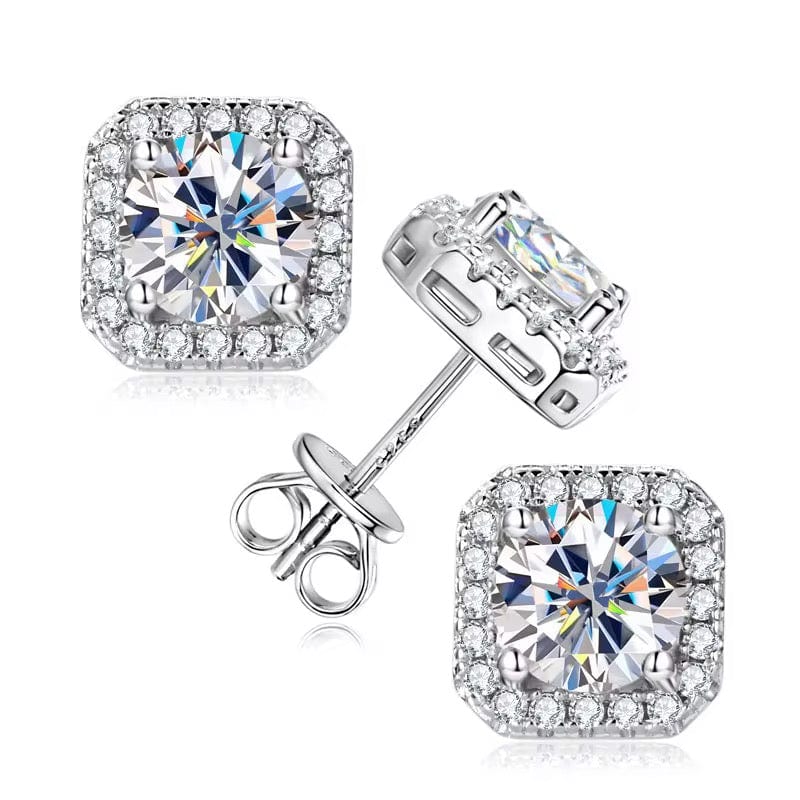 The Tary Moissanite Halo Earrings 925 Sterling Silver Timeless Studs thumbnail 2