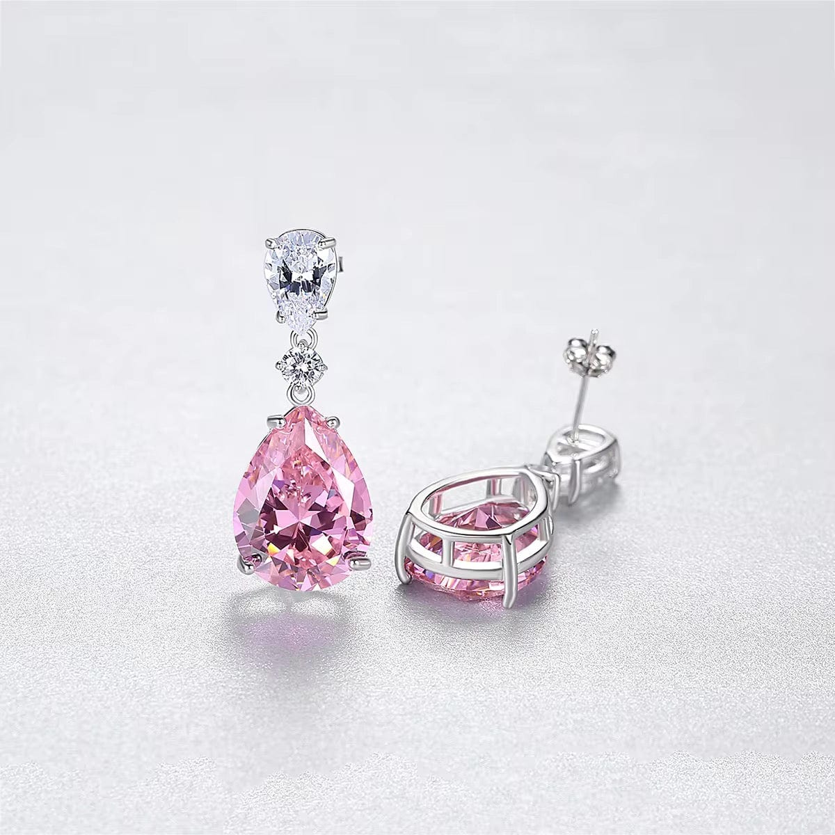 Rose Drop Earrings 925 sterling silver and light-catching brilliance. thumbnail 2