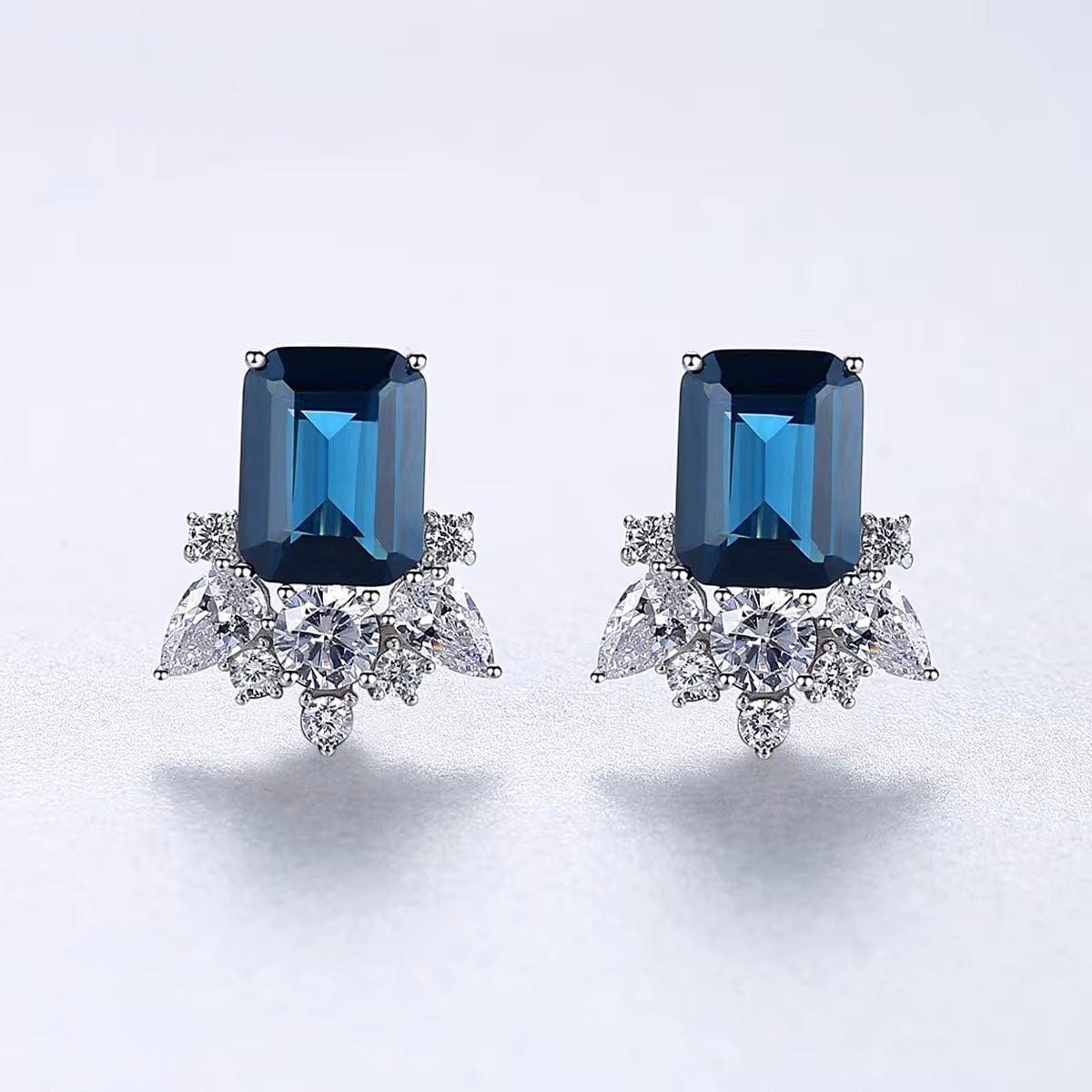The Élora Sapphire Glow Earrings 925 Sterling Silver Blue Gemstone Studs thumbnail 2