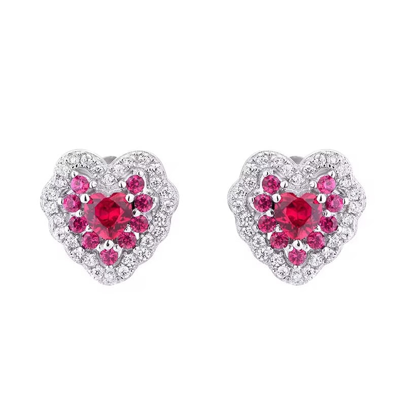 Kay Little Luxe Heart Halo Stud Earrings in Sterling Silver - Image 1