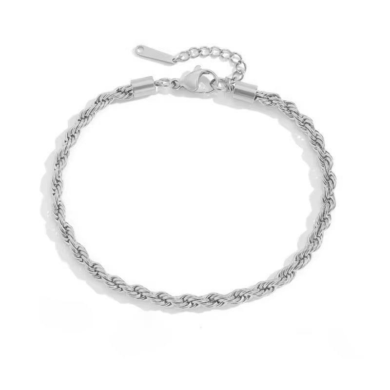 Flora Twisted Rope Chain Anklet  Bracelet 4mm - Image 1