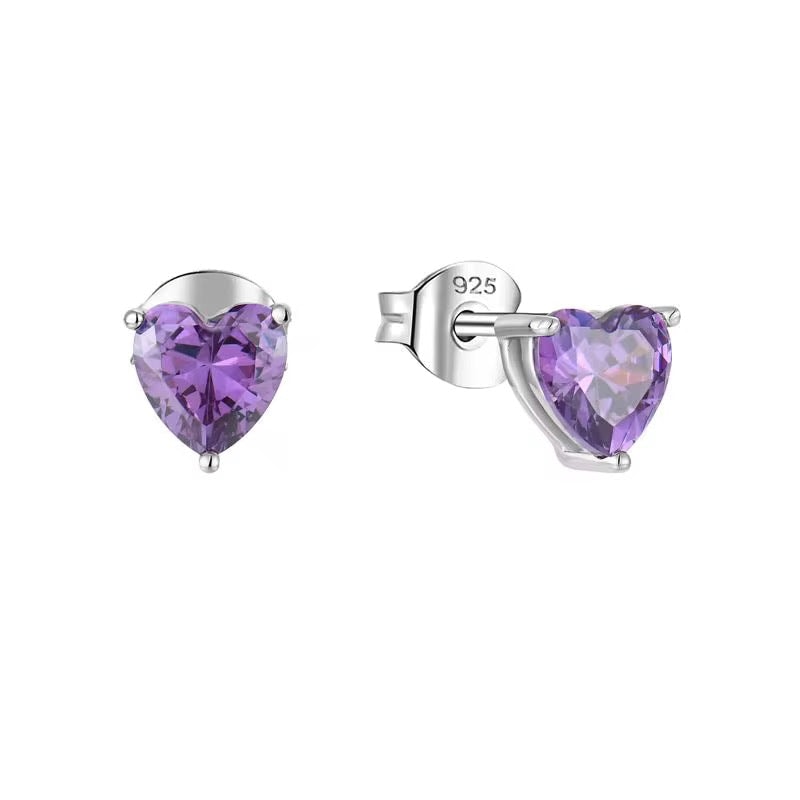 Luna Little Luxe Heart Stud Earrings in Sterling Silver - Image 1