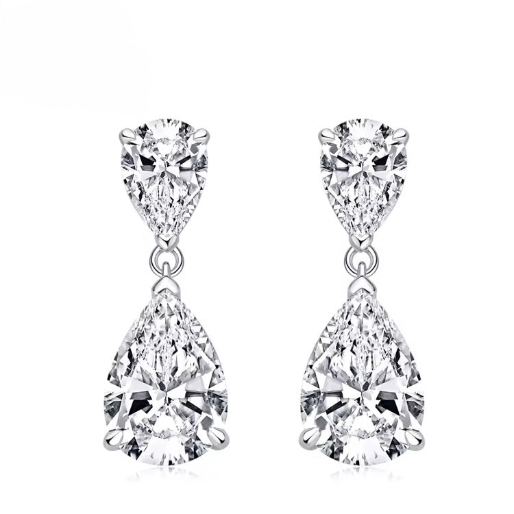 The Alara Teardrop Earrings 925 Sterling Silver Zircon Drop Studs - Image 1
