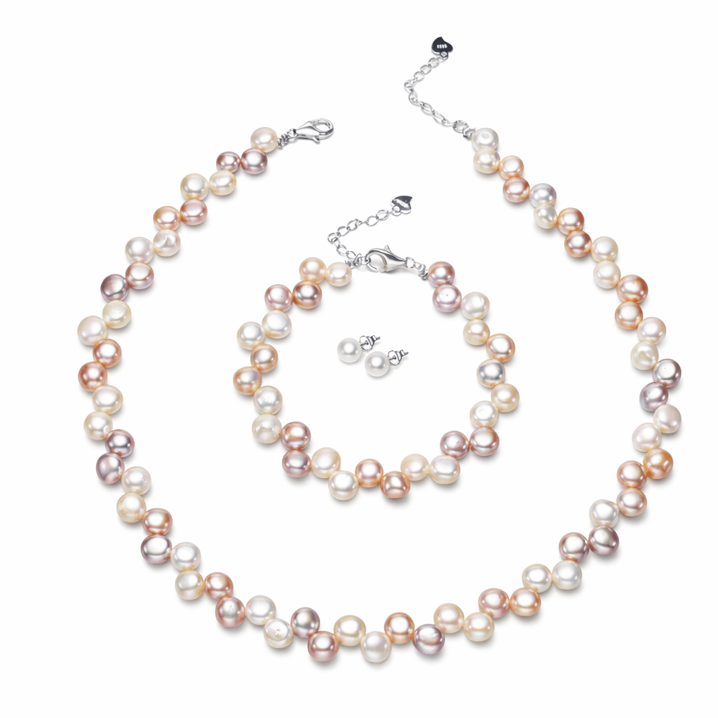 Sienna Lustré Set Multicolor Freshwater Pearls & Sterling Silver - Image 1