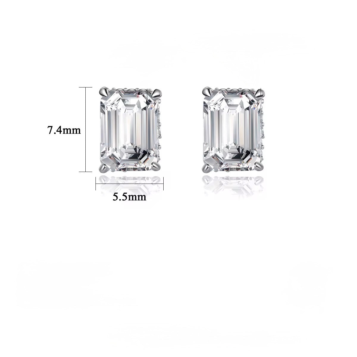Élyna Emerald-Cut Moissanite Stud Earrings 925 Sterling Silver Luxury Studs