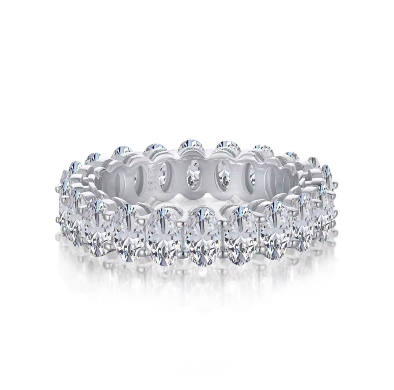 Mimi Oval Cut Eternity Band in 925 Sterling Silver with Brilliance Zircon