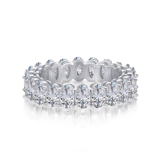Mimi Oval Cut Eternity Band in 925 Sterling Silver with Brilliance Zircon