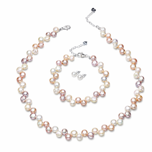 Sienna Lustré Set Multicolor Freshwater Pearls & Sterling Silver