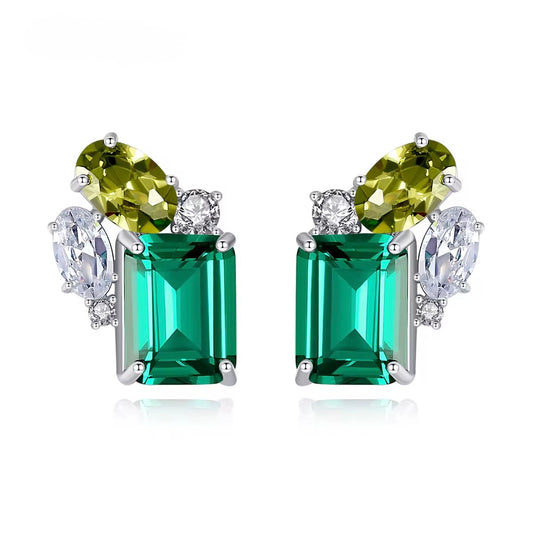 Amélya Emerald Muse Earrings Sterling Silver Green Gemstone Studs