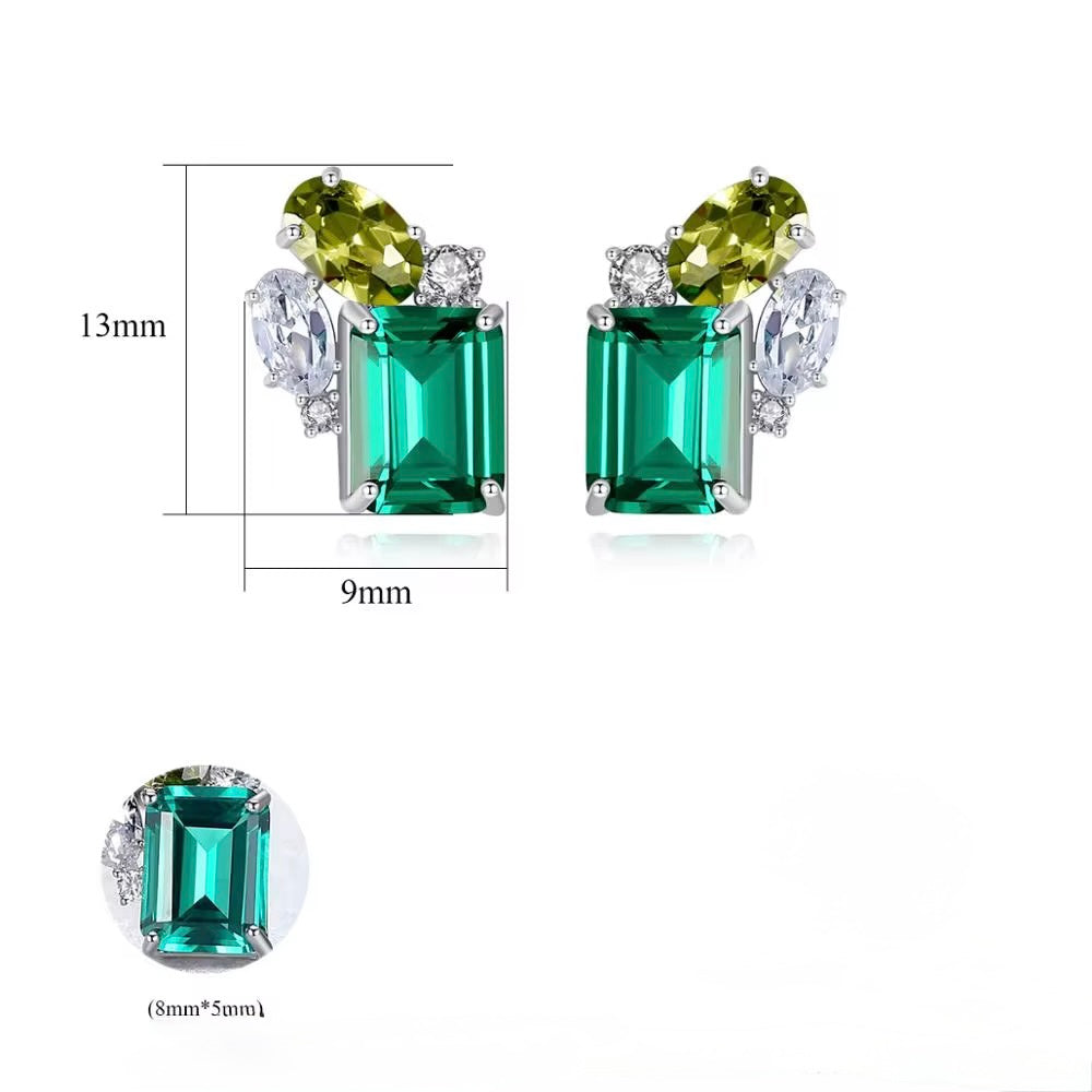 Amélya Emerald Muse Earrings Sterling Silver Green Gemstone Studs