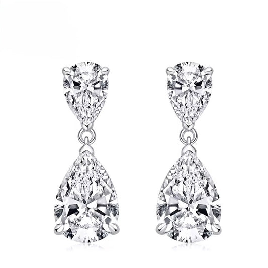 The Alara Teardrop Earrings 925 Sterling Silver Zircon Drop Studs