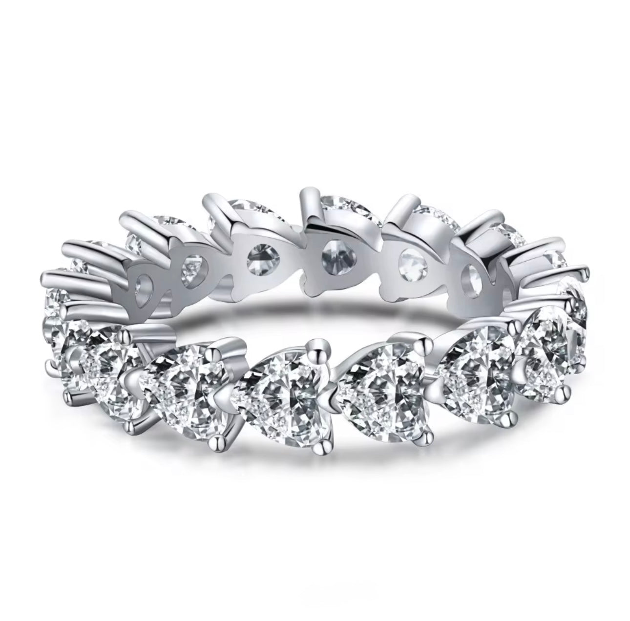 Viviana Heart Cut Eternity Band in 925 Sterling Silver with Brilliance Zircon