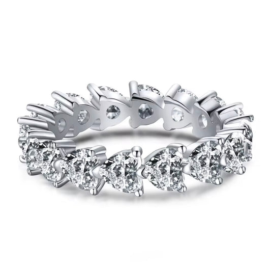 Viviana Heart Cut Eternity Band in 925 Sterling Silver with Brilliance Zircon