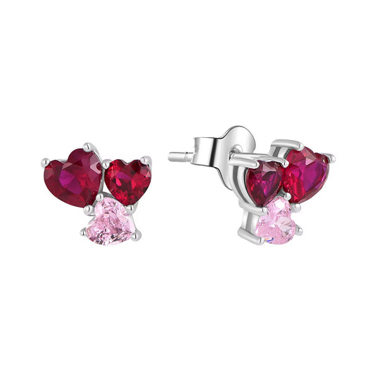 Joy Little Luxe Heart Trio Stud Earrings in Sterling Silver