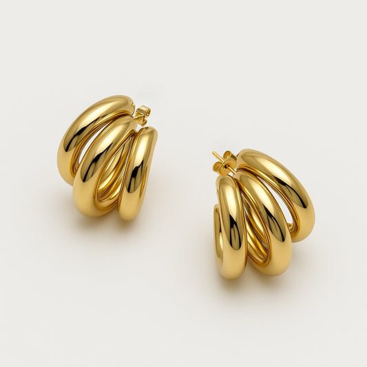 Kylie non-Tarnish Gold Halo Earrings Water-resistant Hypoallergenic