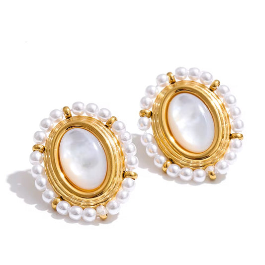 Éloria Pearl Frame Stud Earrings