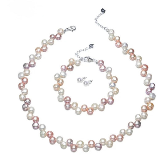 Sienna Freshwater Pearl Sterling Silver Jewelry Set - Hypoallergenic, Elegant