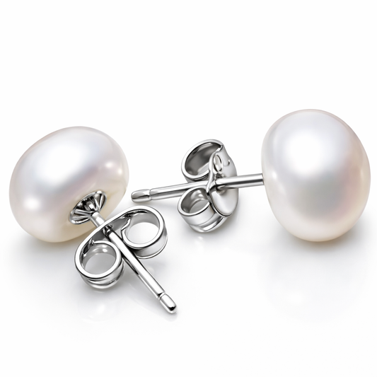 Aurelia Radiance 12.5mm Large Freshwater Pearl Stud Earrings in Sterling Silver