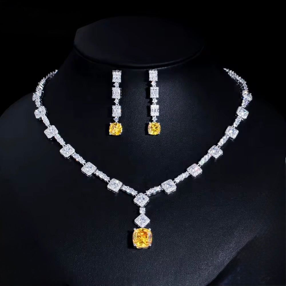 Anastasia Sterling Silver Set  Necklace with High-Brilliance Stones