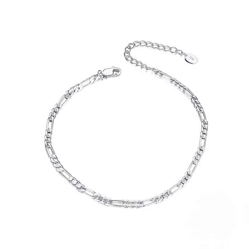 Naya 925 Sterling Silver Classic Figaro  Chain Anklet