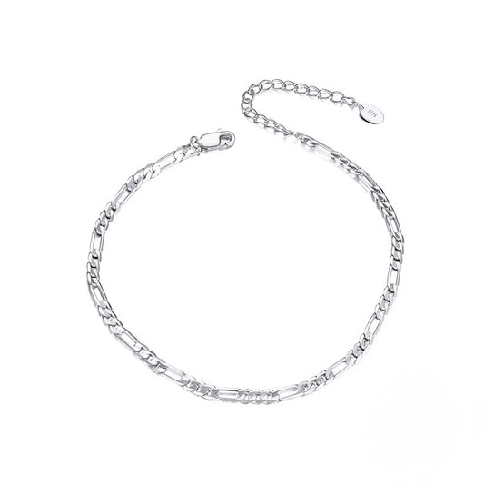 Naya 925 Sterling Silver Classic Figaro  Chain Anklet