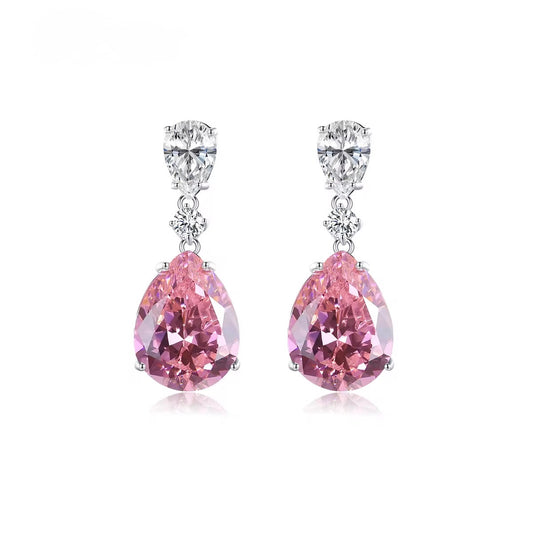 Rose Drop Earrings 925 sterling silver and light-catching brilliance.