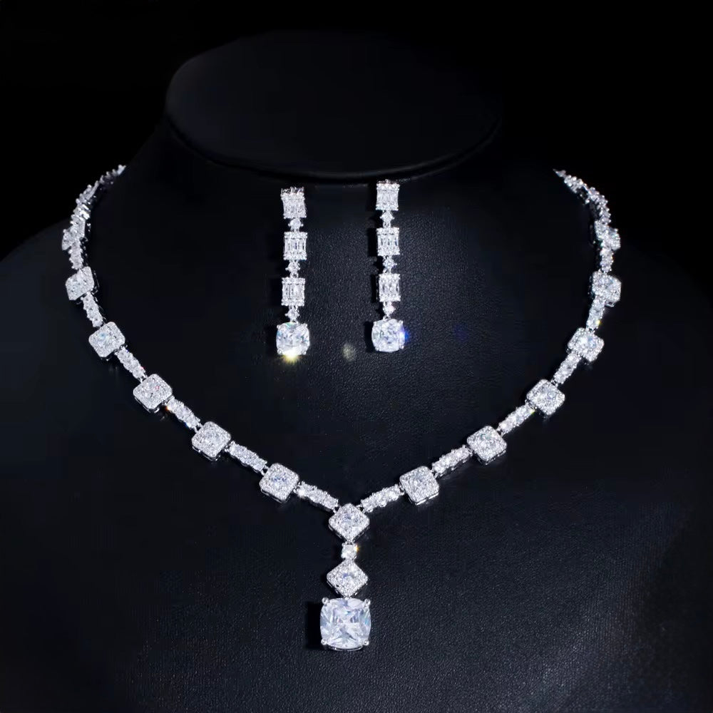 Anastasia Sterling Silver Set  Necklace with High-Brilliance Stones