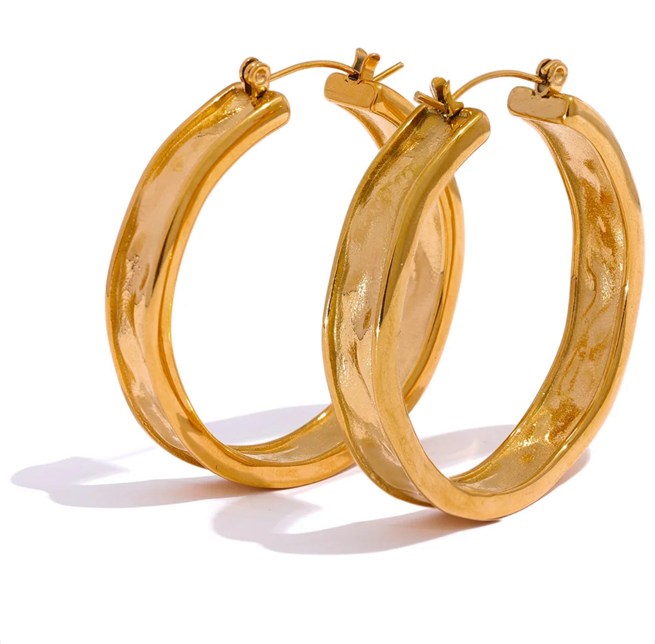 Beverly Non-Tarnish Gold Hoops Earrings