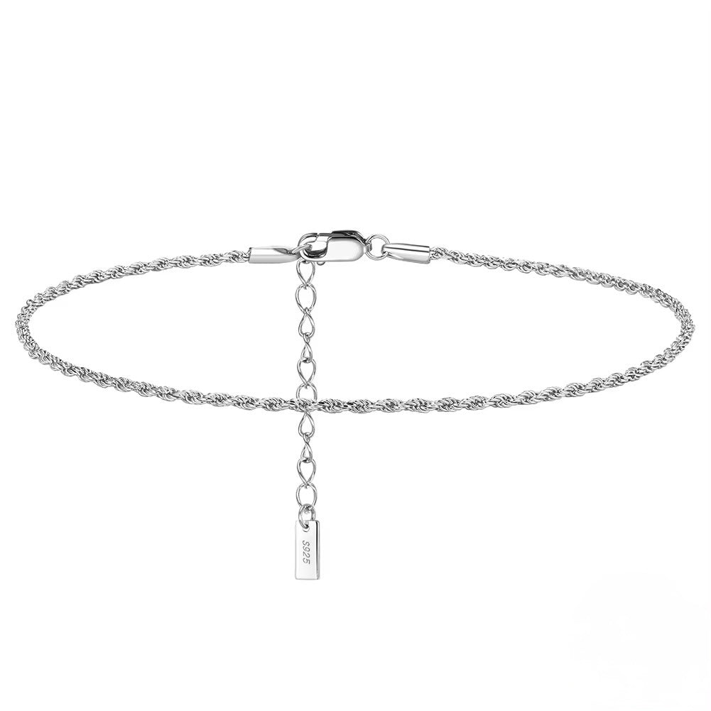 Zoe 925 Sterling Silver Rope Chain Anklet