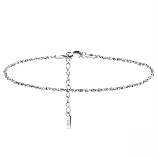 Zoe 925 Sterling Silver Rope Chain Anklet