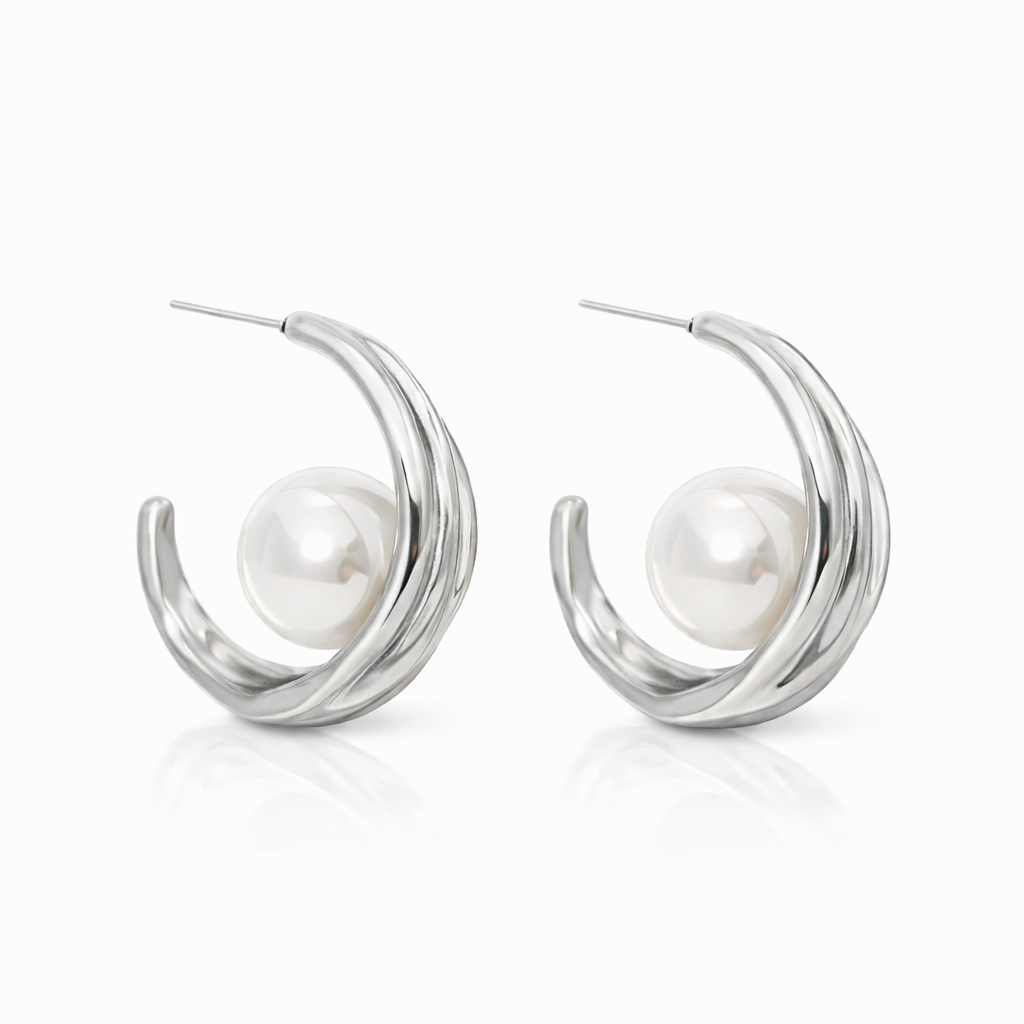 The Leana Pearl Hoops Earrings