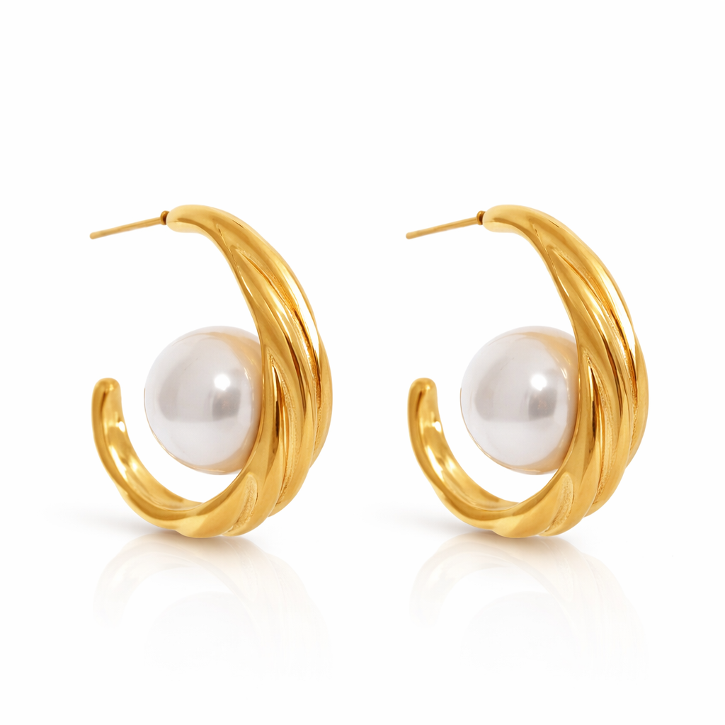 The Leana Pearl Hoops Earrings